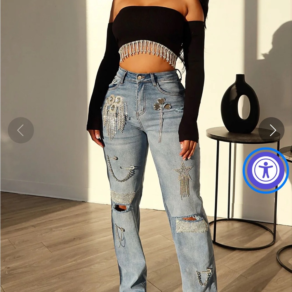 Secret Gem Rhinestone Jeans - Picture 4 of 6